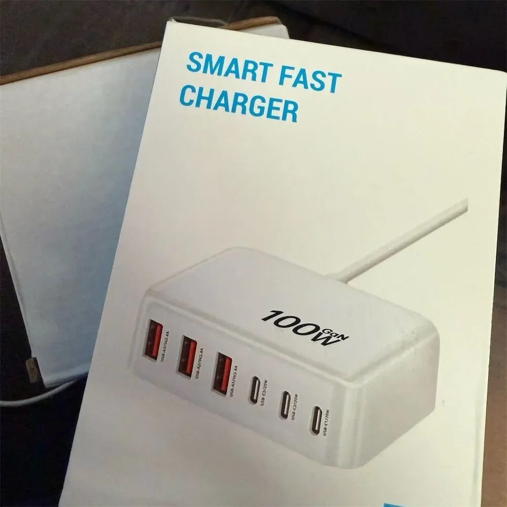 100W USB C Fast Charger 6-Port GaN Charging Station for iPhone Samsung